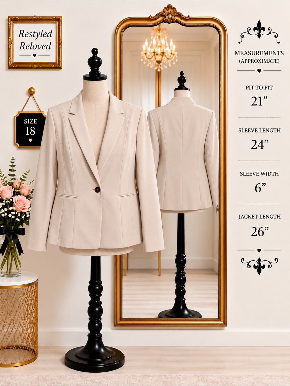 KASPER Tailored Blazer Jacket – Parchment – Size 18 – NWT